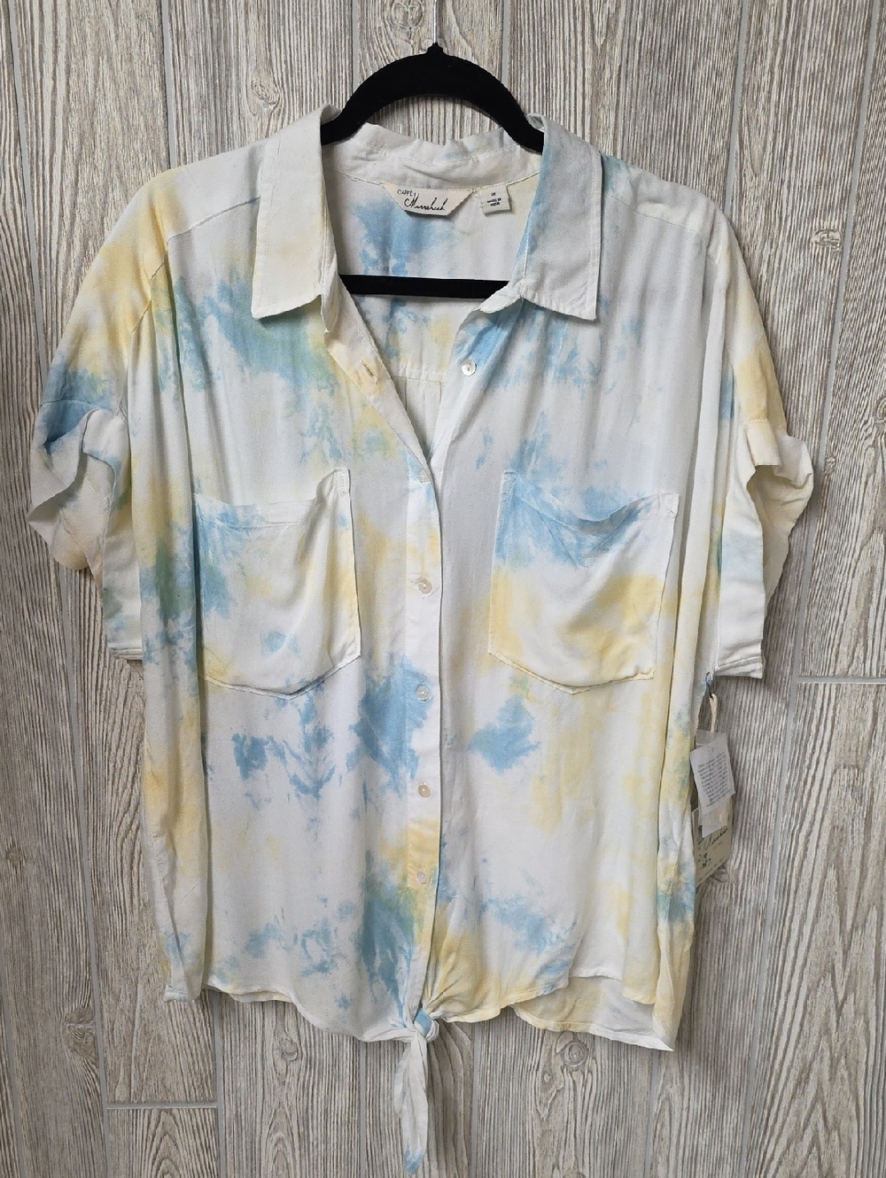 Cafe Marrakesh Tie Dye Rayon Tie Waist Top Womens Size 1X NWT